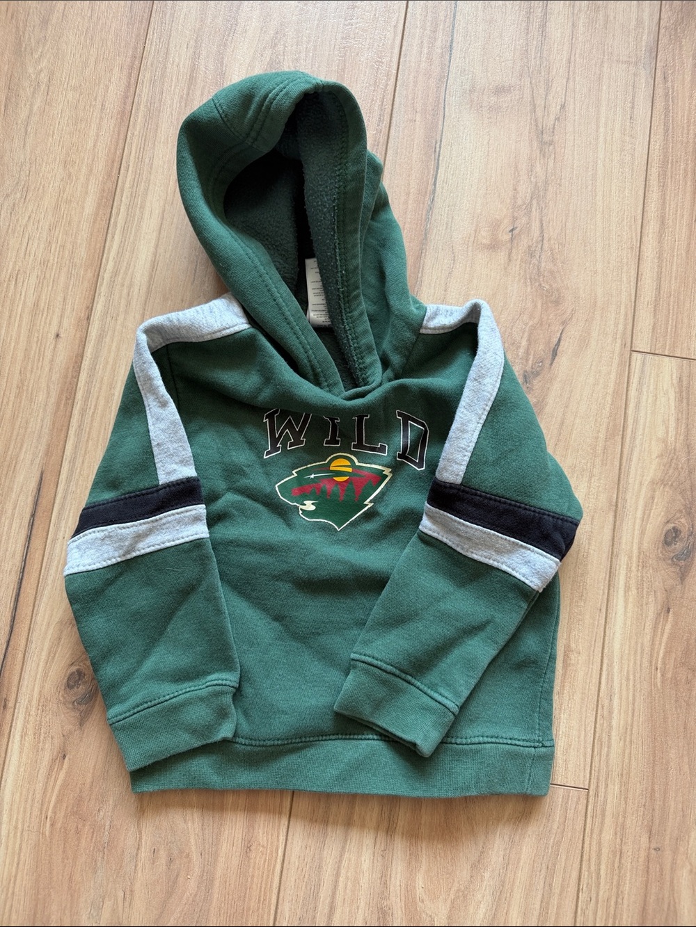 NHL Kids Green Wild Hooded Sweatshirt with Grey & Black Stripes